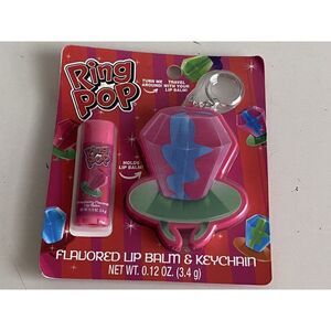 Taste Beauty Ring Pop Strawberry‎ Flavored Lip Balm & Keychain NEW